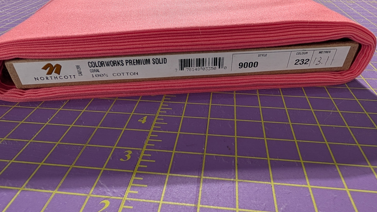 Northcott Colour Works Premium Solid Coral / Meter