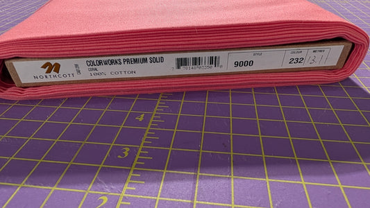 Northcott Colour Works Premium Solid Coral / Meter